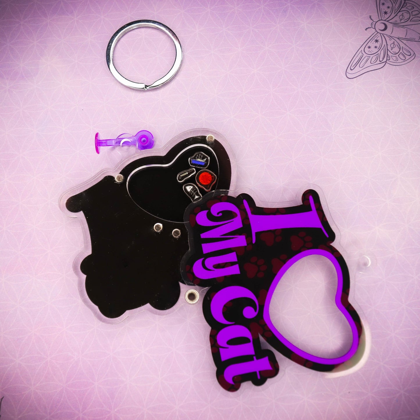 I ❤ My Cat Custom Photo Shaker Keychain