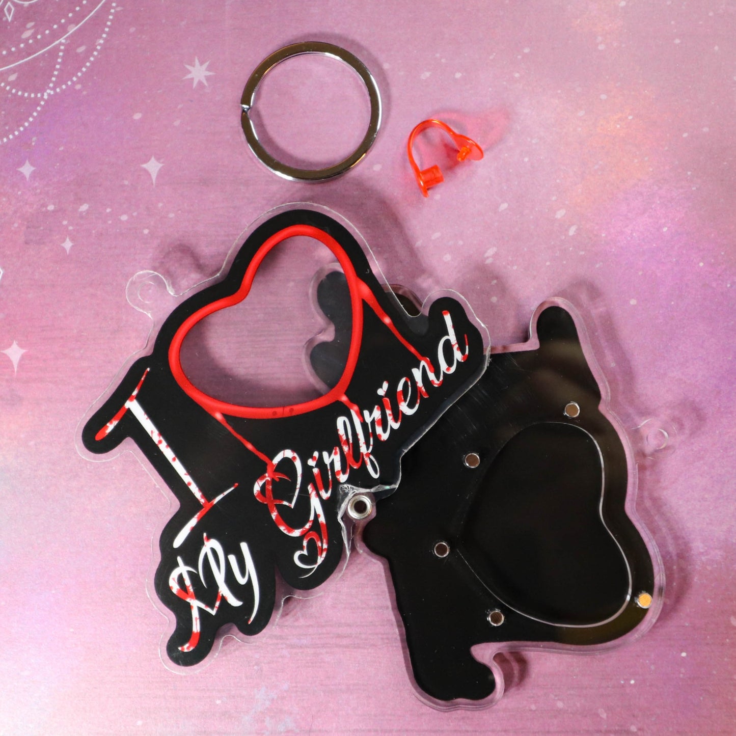 I ❤️ My Girlfriend Bloody Photo Shaker Keychain