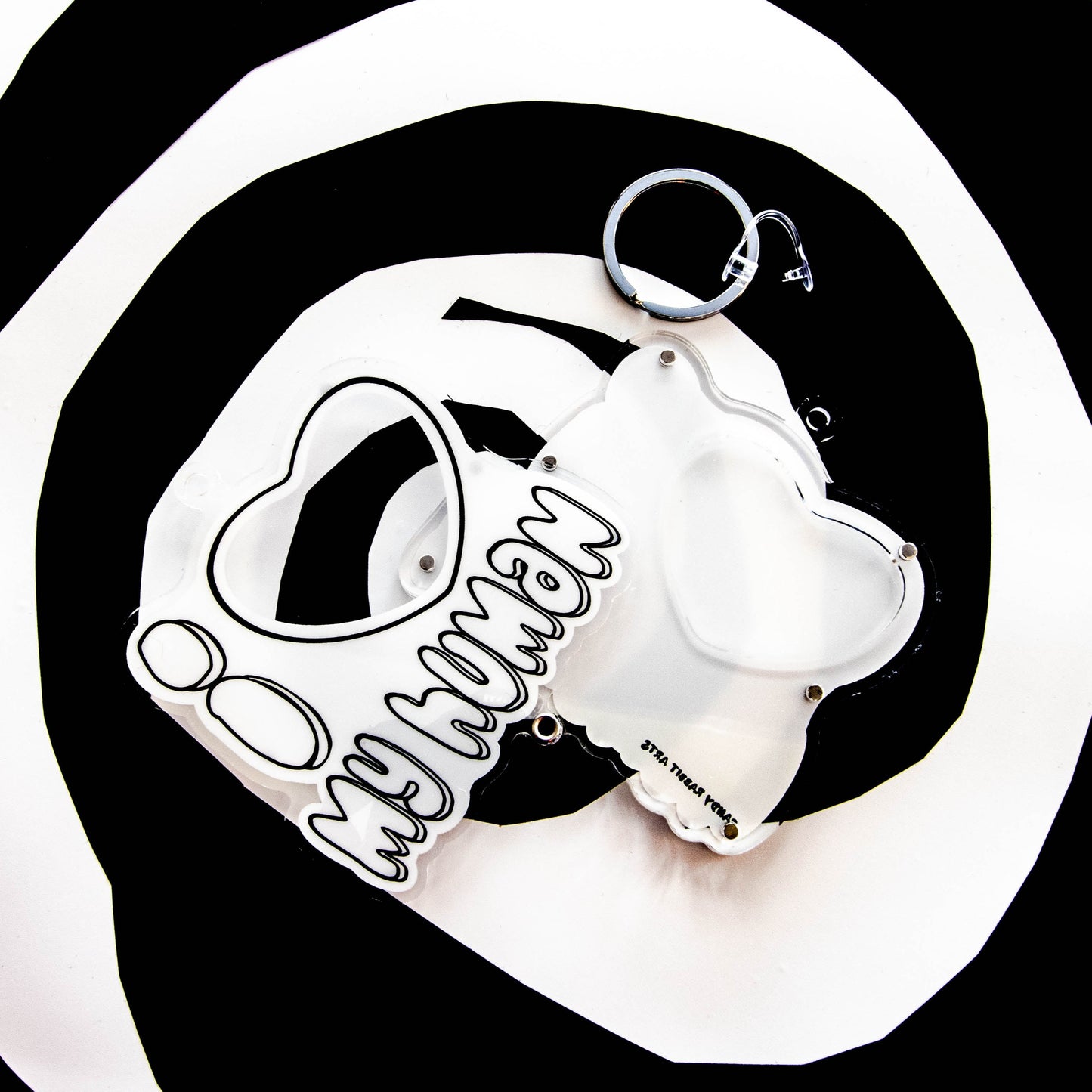 I ❤️ My Human Doodle Photo Shaker Keychain