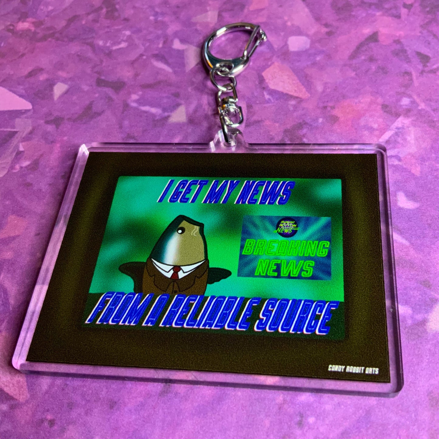 Realistic Fish Head News Anchor Charm