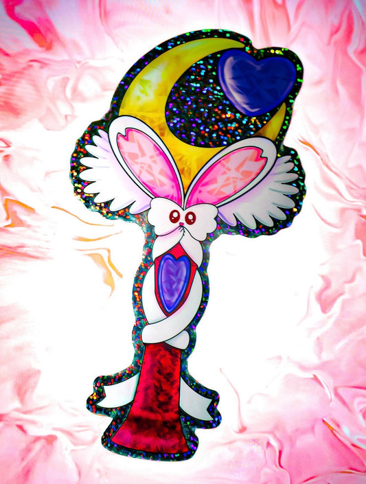 Magical Girl Bunny Wand Glitter Sticker