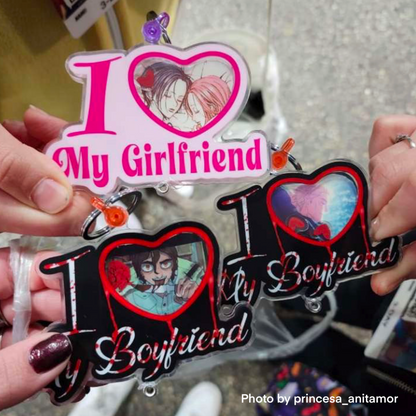 I ❤️ My Girlfriend Pink Photo Shaker Keychain