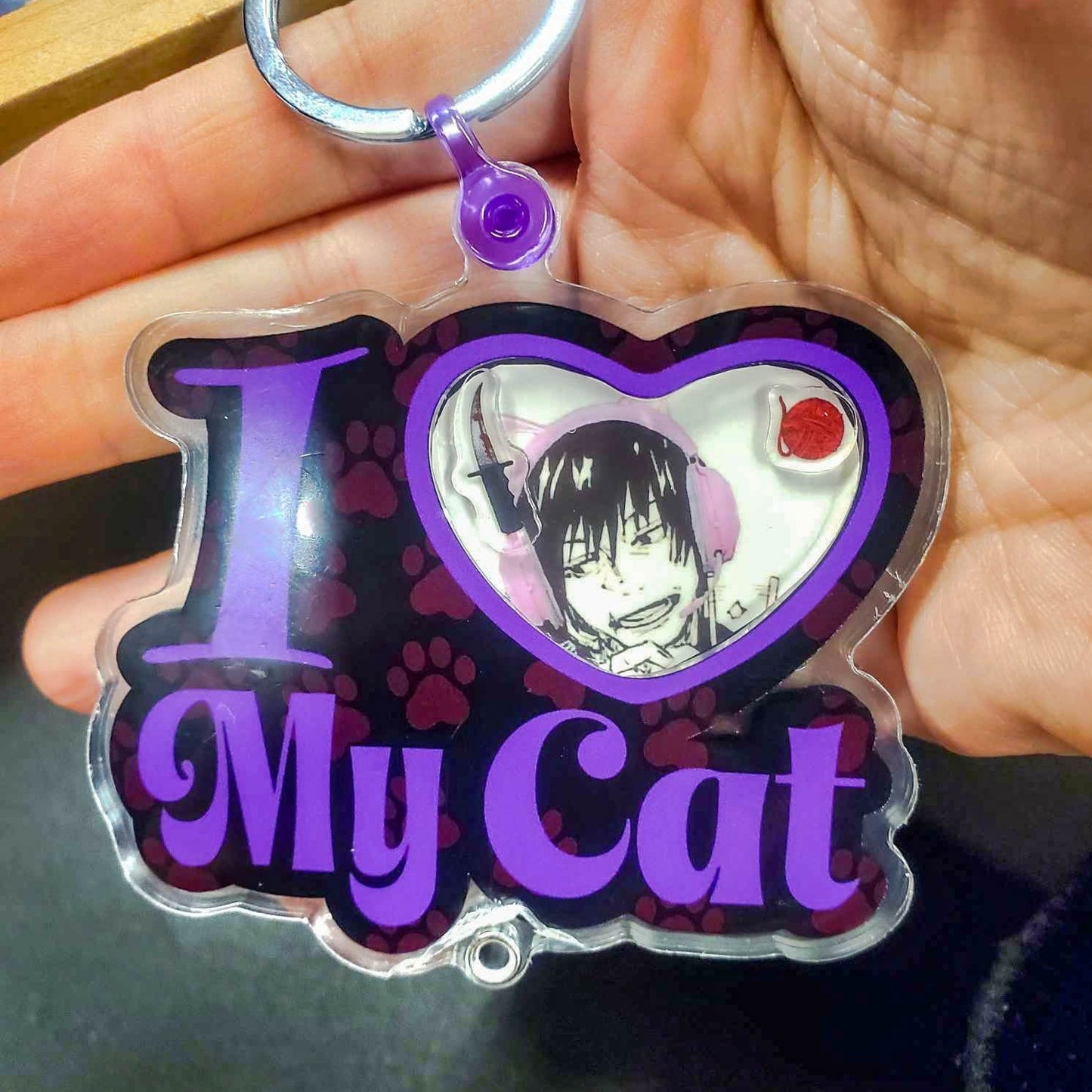 I ❤ My Cat Custom Photo Shaker Keychain