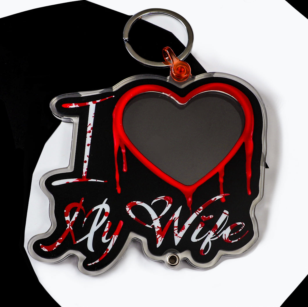 I ❤️ My Wife Bloody Photo Shaker Keychain