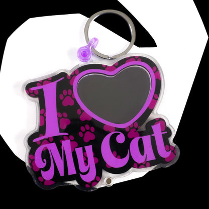 I ❤ My Cat Custom Photo Shaker Keychain