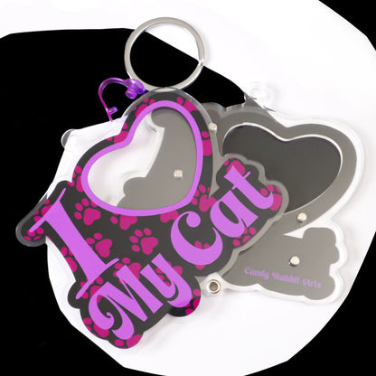 I ❤ My Cat Custom Photo Shaker Keychain