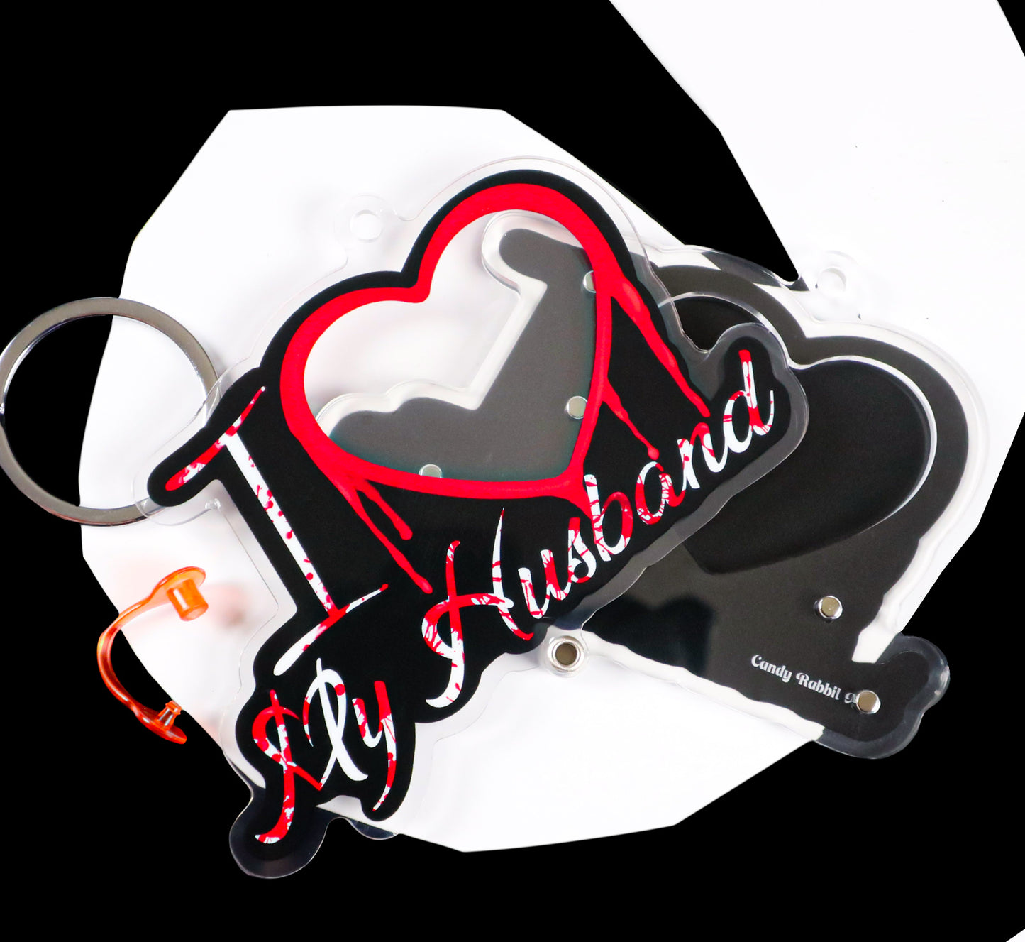 I ❤️ My Husband Bloody Photo Shaker Keychain