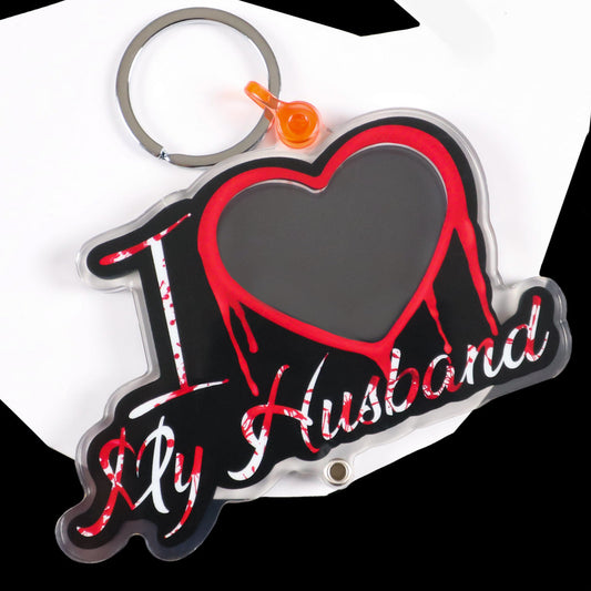 I ❤️ My Husband Bloody Photo Shaker Keychain