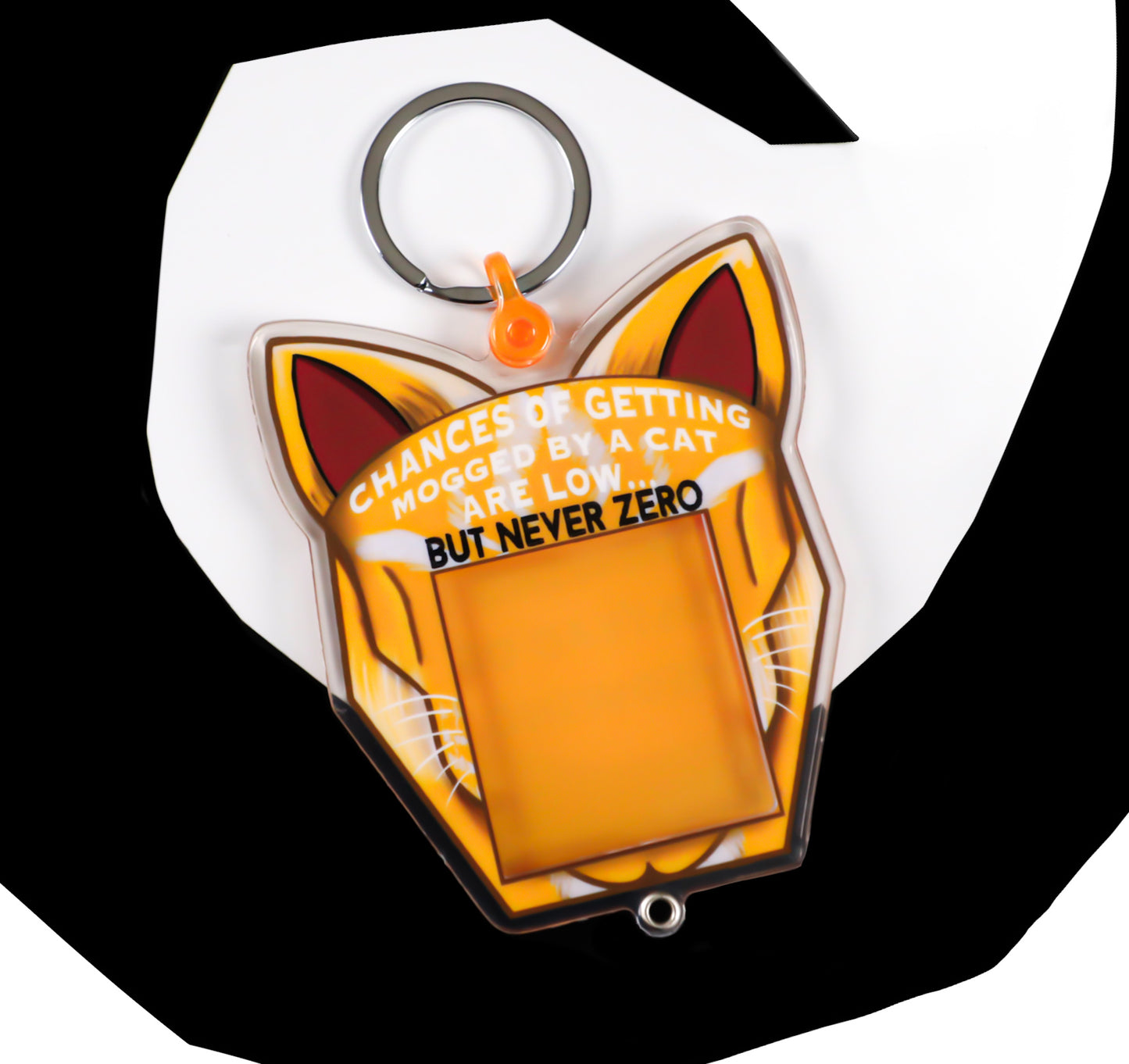 Mog Maxxing Cat Photo Shaker Keychain