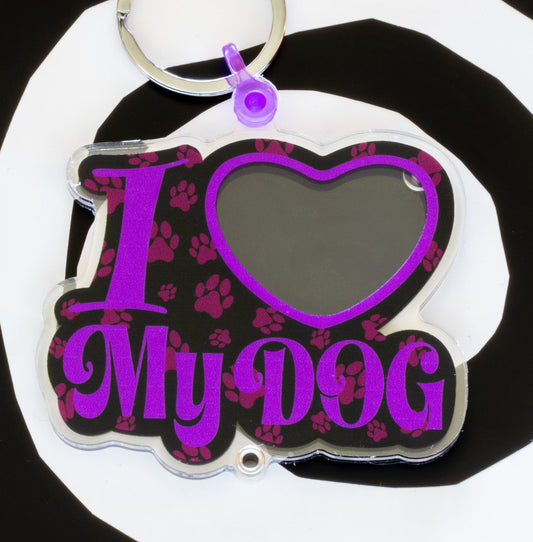 I ❤ My Dog Custom Photo Shaker Keychain