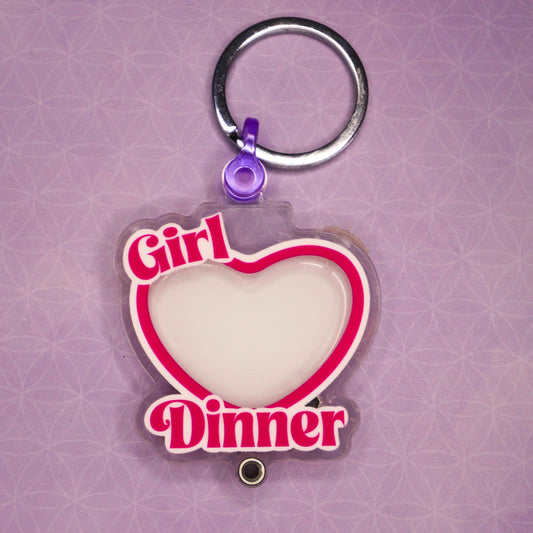 Girl Dinner Mini Photo Shaker Keychain