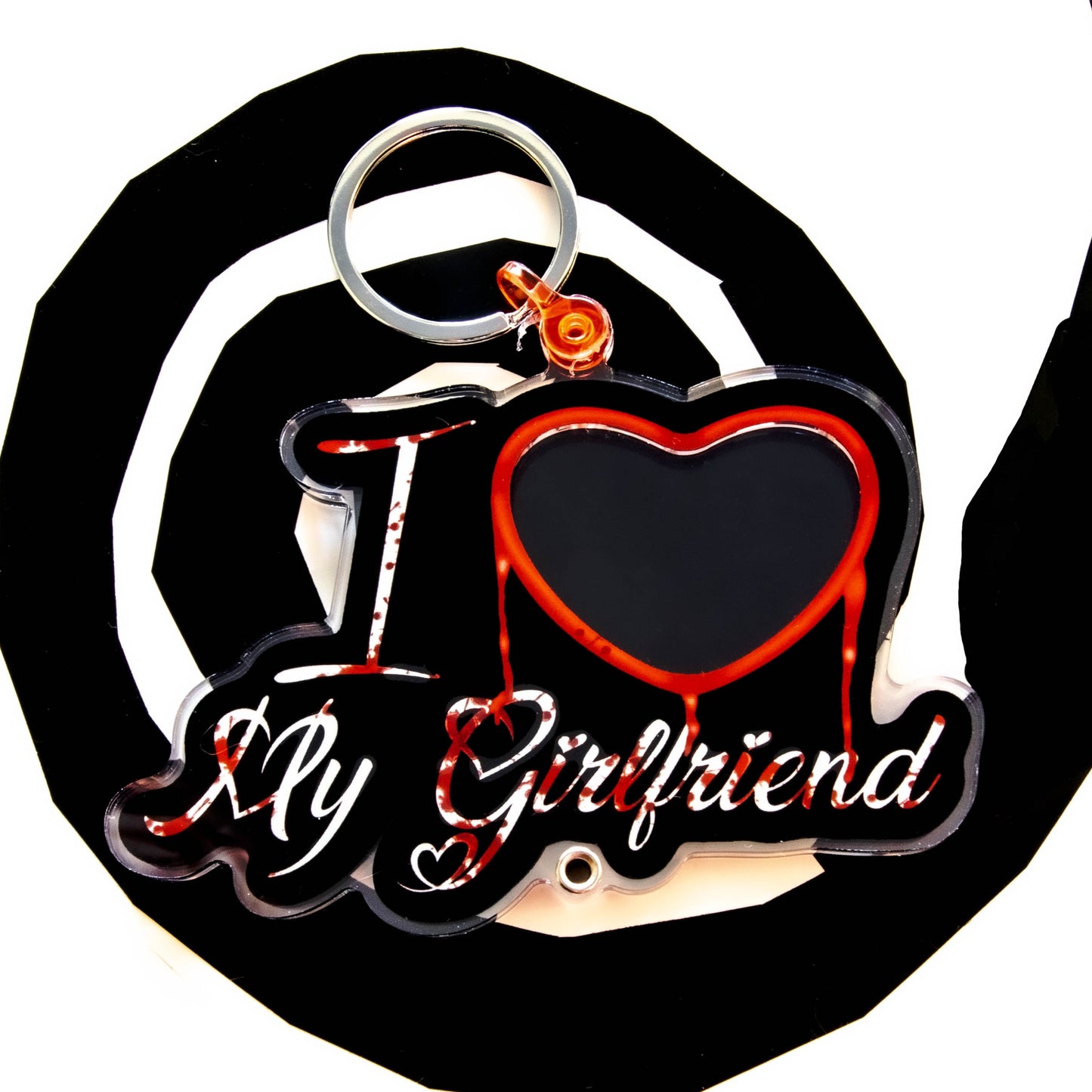 I ❤️ My Girlfriend Bloody Photo Shaker Keychain